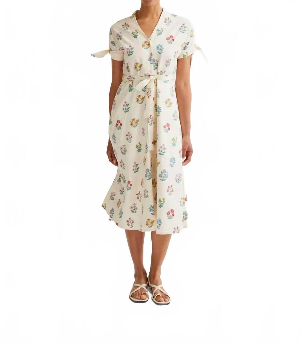 NEW COMPANIA FANTASTICA gardener print midi dress in white
